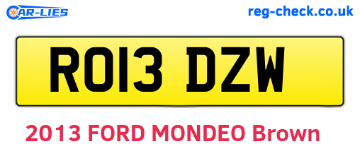 RO13DZW are the vehicle registration plates.