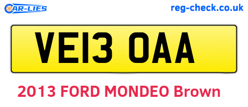 VE13OAA are the vehicle registration plates.