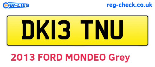 DK13TNU are the vehicle registration plates.
