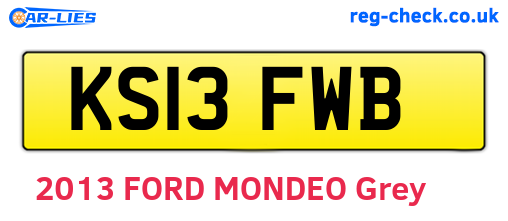 KS13FWB are the vehicle registration plates.