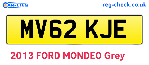 MV62KJE are the vehicle registration plates.
