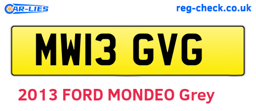 MW13GVG are the vehicle registration plates.