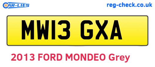 MW13GXA are the vehicle registration plates.