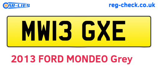 MW13GXE are the vehicle registration plates.