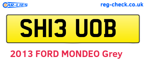 SH13UOB are the vehicle registration plates.