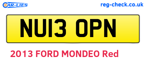 NU13OPN are the vehicle registration plates.
