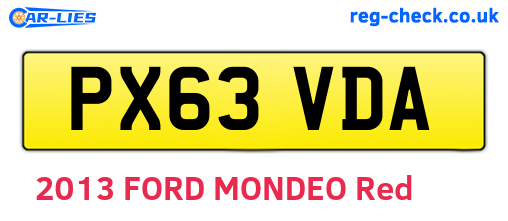 PX63VDA are the vehicle registration plates.