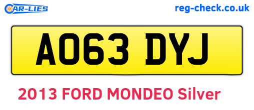 AO63DYJ are the vehicle registration plates.