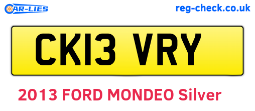 CK13VRY are the vehicle registration plates.