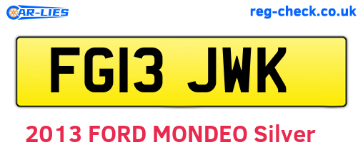 FG13JWK are the vehicle registration plates.