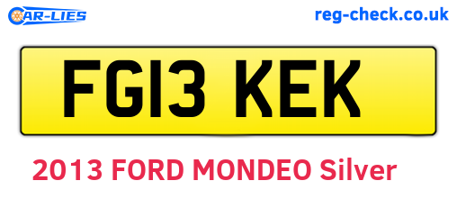 FG13KEK are the vehicle registration plates.