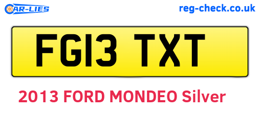 FG13TXT are the vehicle registration plates.