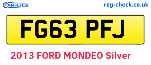 FG63PFJ are the vehicle registration plates.
