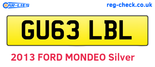 GU63LBL are the vehicle registration plates.