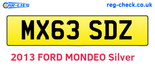 MX63SDZ are the vehicle registration plates.