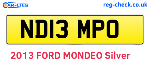 ND13MPO are the vehicle registration plates.