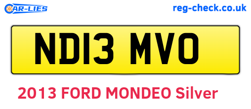ND13MVO are the vehicle registration plates.