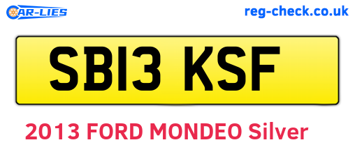 SB13KSF are the vehicle registration plates.