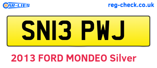 SN13PWJ are the vehicle registration plates.