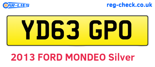 YD63GPO are the vehicle registration plates.