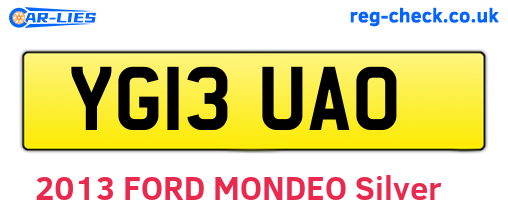 YG13UAO are the vehicle registration plates.