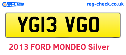 YG13VGO are the vehicle registration plates.