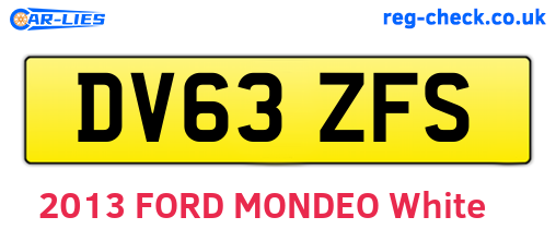 DV63ZFS are the vehicle registration plates.