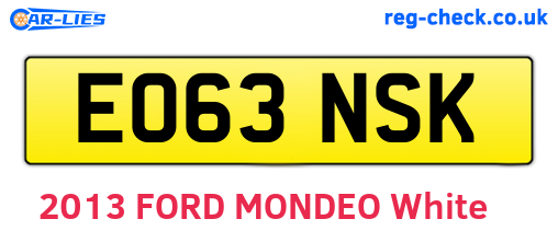 EO63NSK are the vehicle registration plates.
