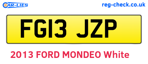 FG13JZP are the vehicle registration plates.