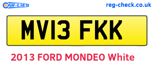 MV13FKK are the vehicle registration plates.