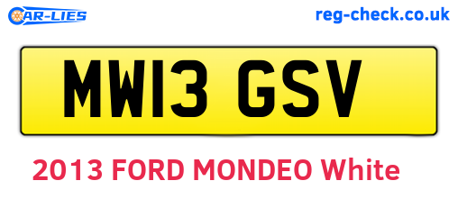 MW13GSV are the vehicle registration plates.