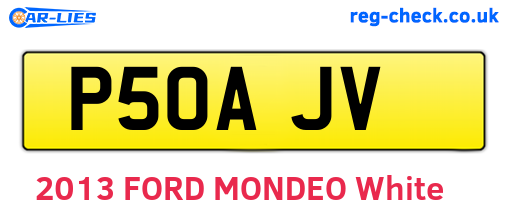 P50AJV are the vehicle registration plates.