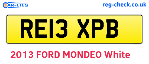 RE13XPB are the vehicle registration plates.