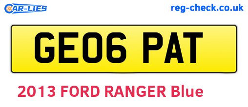 GE06PAT are the vehicle registration plates.
