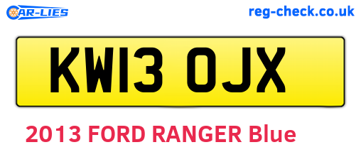 KW13OJX are the vehicle registration plates.