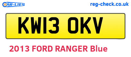 KW13OKV are the vehicle registration plates.