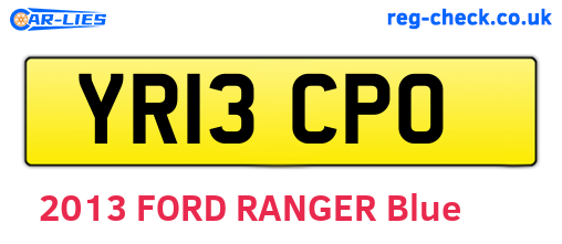 YR13CPO are the vehicle registration plates.