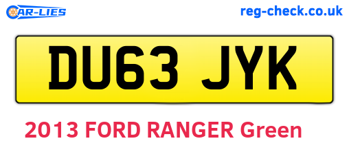 DU63JYK are the vehicle registration plates.