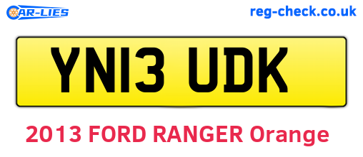 YN13UDK are the vehicle registration plates.