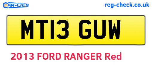 MT13GUW are the vehicle registration plates.