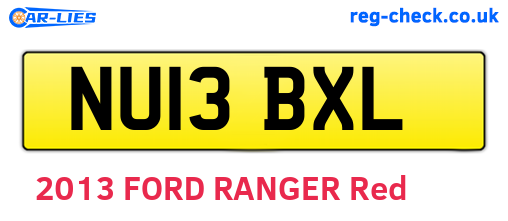 NU13BXL are the vehicle registration plates.