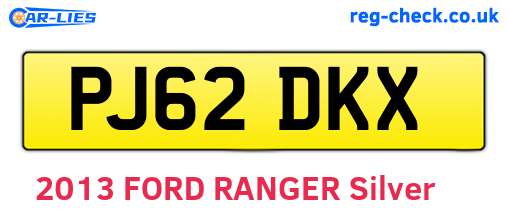 PJ62DKX are the vehicle registration plates.