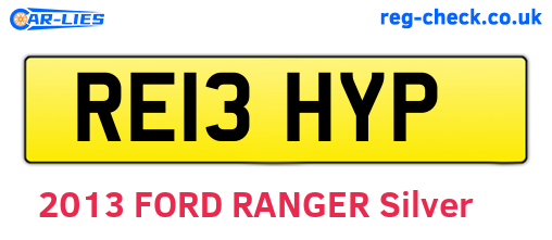 RE13HYP are the vehicle registration plates.