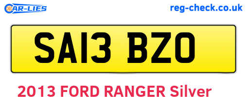 SA13BZO are the vehicle registration plates.