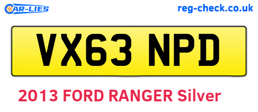 VX63NPD are the vehicle registration plates.