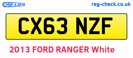 CX63NZF are the vehicle registration plates.