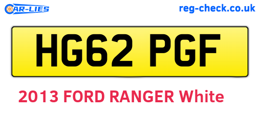 HG62PGF are the vehicle registration plates.