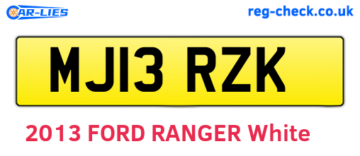 MJ13RZK are the vehicle registration plates.