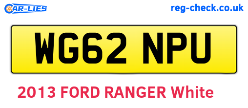 WG62NPU are the vehicle registration plates.