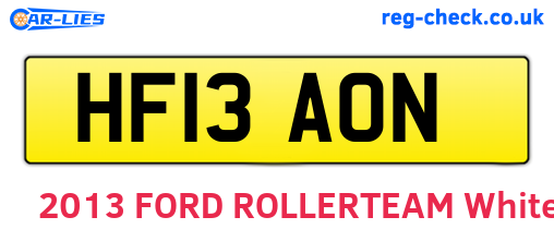 HF13AON are the vehicle registration plates.
